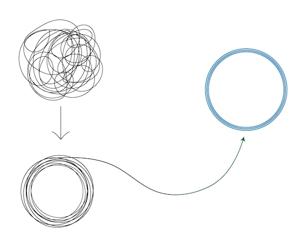 Chaotically tangled line drawing vector illustration