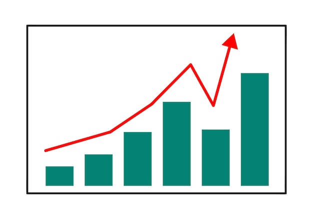 Chart graph growing up movement growth progress leap economy and business icon sign and symbol