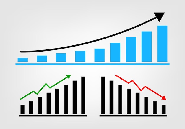 Chart graph growing up movement growth progress leap economy and business icon sign and symbol