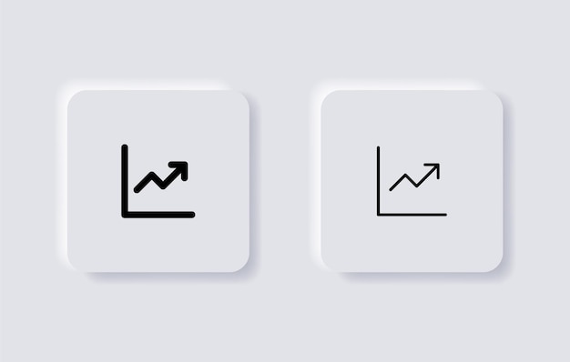 chart statistics icon arrow increase sign growing graph arrow symbol in neumorphism buttons ui ux