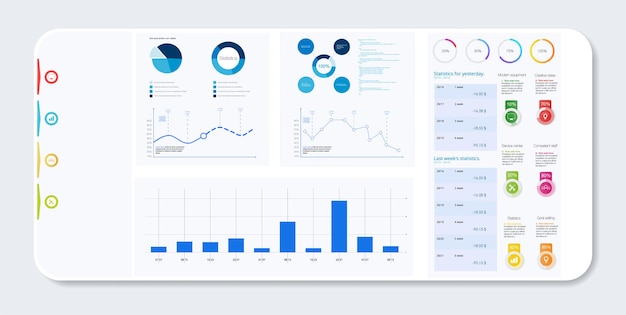 charts and graph, analysis business accounting, statistics concept. digital marketing, business analysis. data growth diagram. business website modern ui, ux, kit, admin. vector