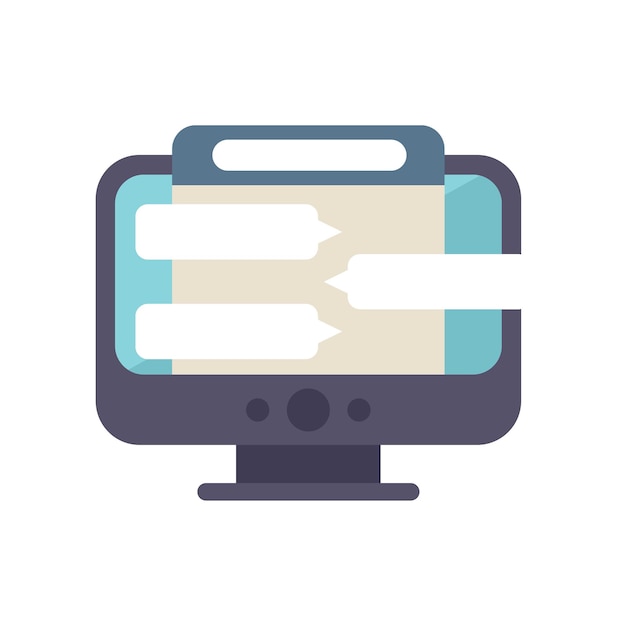 Chat online icon flat vector Business forum Virtual group isolated