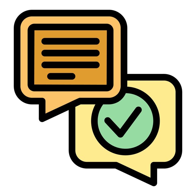 Chat online warranty icon outline vector Card security Quality document color flat
