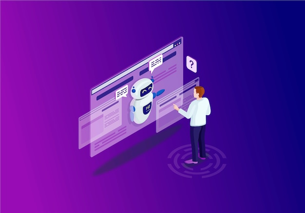 Chatbot isometrinen värikuvitus