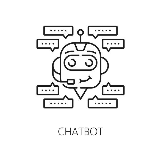 Chatbot outline icon speech bubbles and robot head