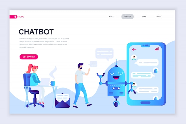 Chatbotin moderni ja selkeä verkkosivupohja
