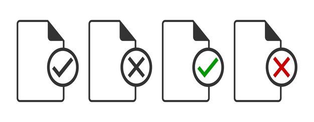 Check and cross mark documents icon Positive and negative permision symbol Sign form file vector