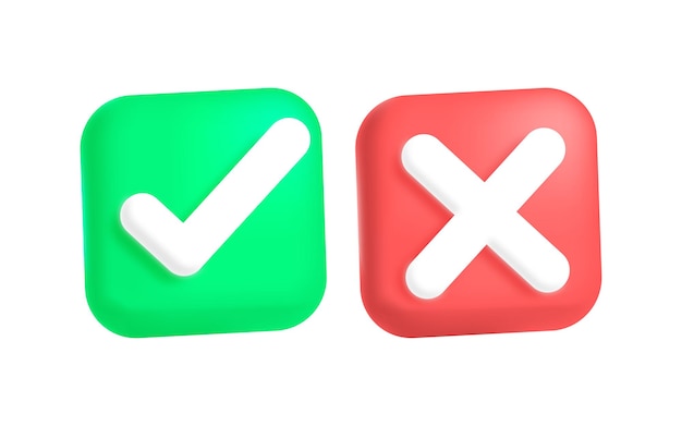 check list icon checkmark and cross symbol yes or no 3d vector