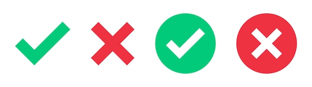 check mark cross mark color vector set