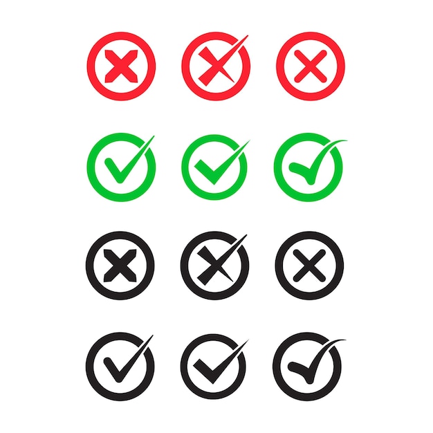 Check mark icon button sets