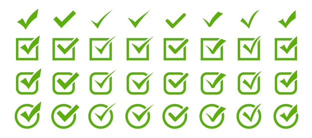 Check mark icons Green check mark vector icons Vector illustration Approved icon