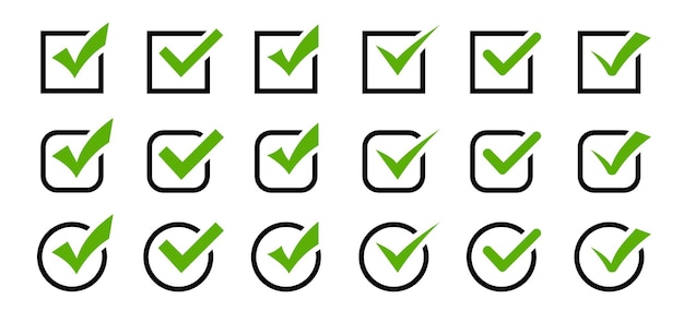 Check mark icons Green check mark vector icons Vector illustration Approved icon