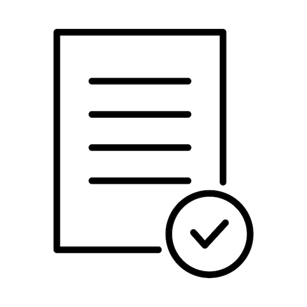 Check mark line document. Confirmed information.