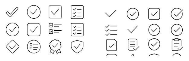 Check marks and symbols designed for task completion and validation ideal for various applications in digital interfaces and documents