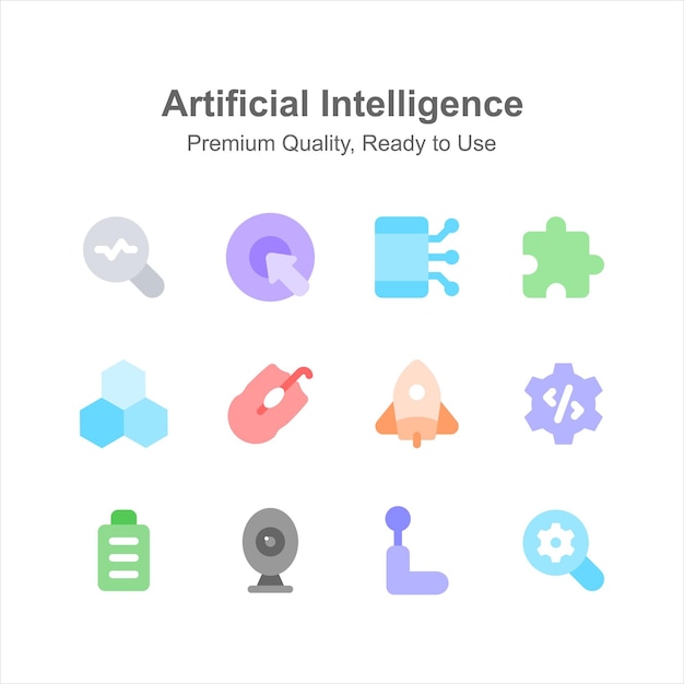 Check this creative icons set of artificial intelligence in modern style