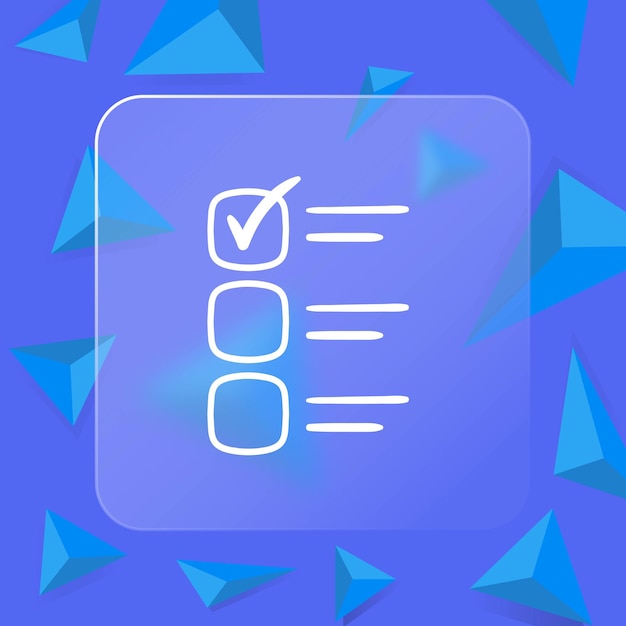 Checkbox List Icon Bulleted list priorities importance checkmark completion of tasks Glassmorphism style Vector line icon for business