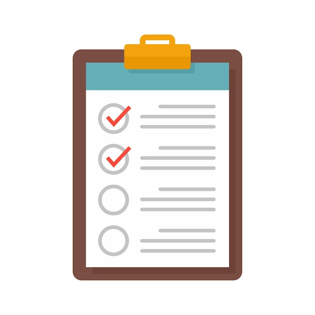 Checklist icon Flat illustration of checklist vector icon isolated on white background