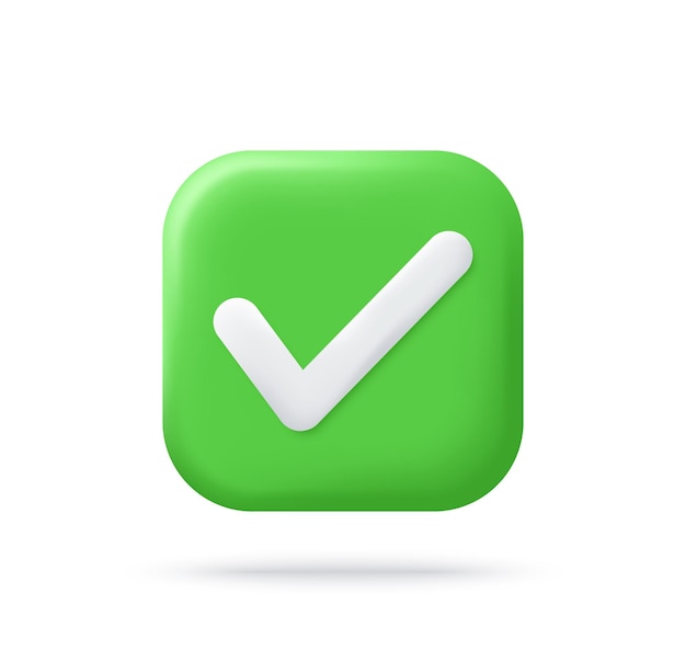 Checkmark icon. Acception symbol. 3d realistic vector illustration. EPS 10