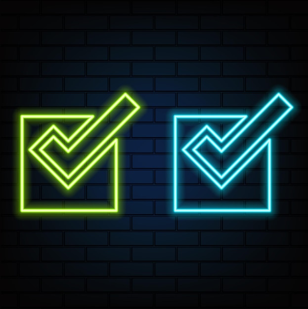 Checkmarks on the right Mark red icons isolated Simple check marks Checklist symbols neon style