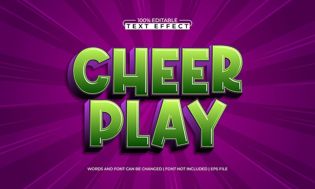 cheer play editable text effect with a kids and happy text style