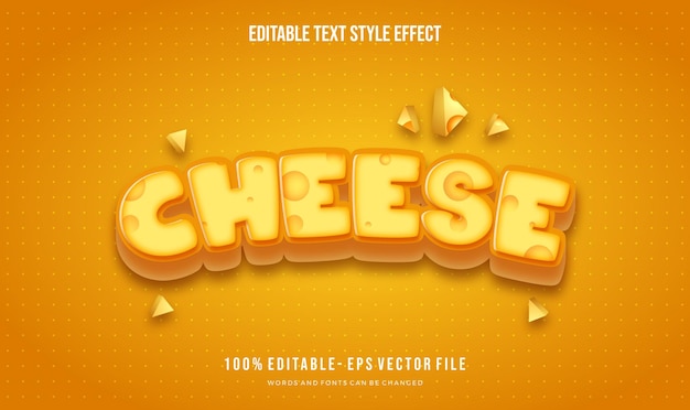 Cheese theme  text style.  Vector editable text style effect.