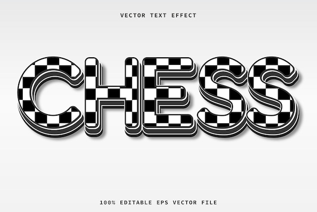 chess 3d text effect with chess pattern eps editable text