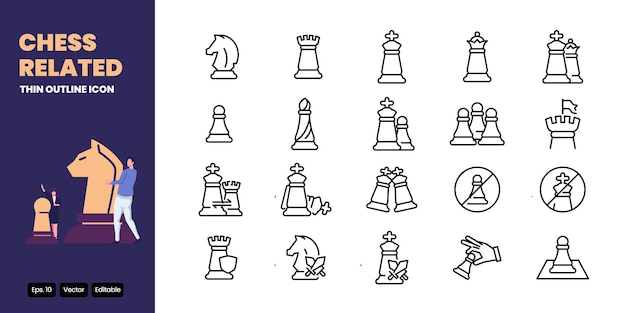 chess thin outline icon vector design good for web and mobile app