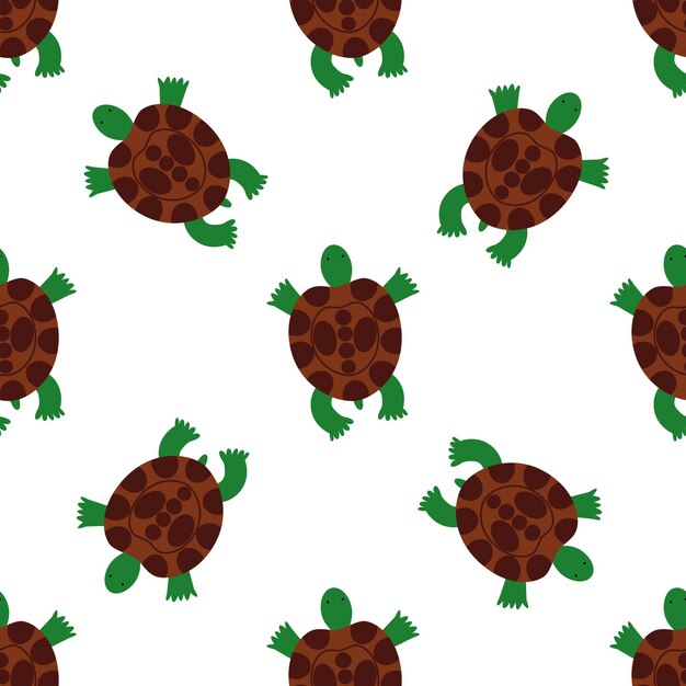 children s seamless pattern with a turtle on white background