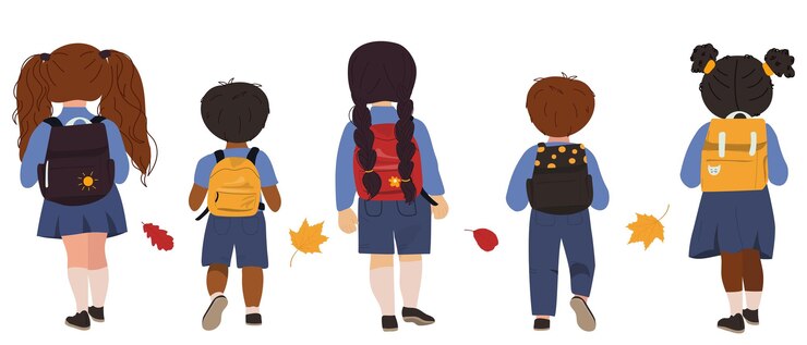 Vektori childrens school horizontal vector illustration