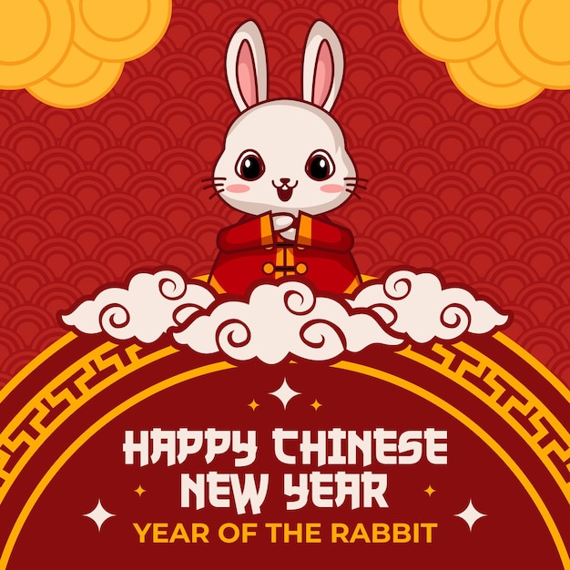Chinese new year 2023 background year of the rabbit post template