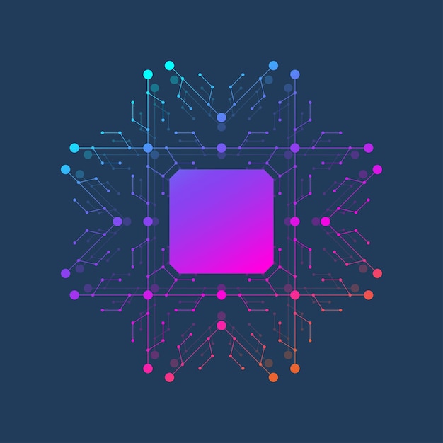 Chip vector illustration icon - computer chip symbol or design element. Computer chip or microchip processor for Artificial Intelligence (AI) concept.