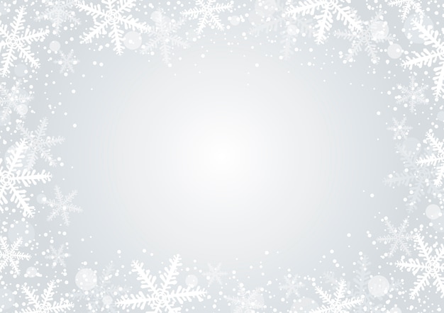 Christmas background concept of white snowflake and snow with copy space