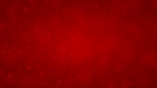 Christmas background of snowflakes of different shapes sizes and transparency in red colors
