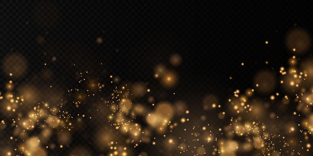 Christmas background. Powder PNG. Magic shining gold dust.