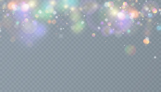Christmas bokeh and glitter effect Shimmering light reflections of star cloud with dust and glare