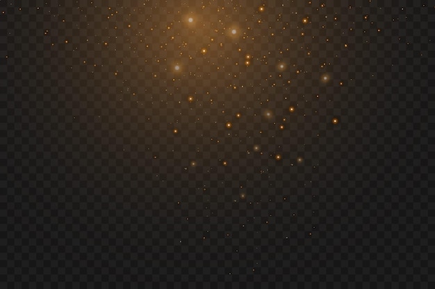 Christmas falling golden lights Magical abstract gold dust and glare