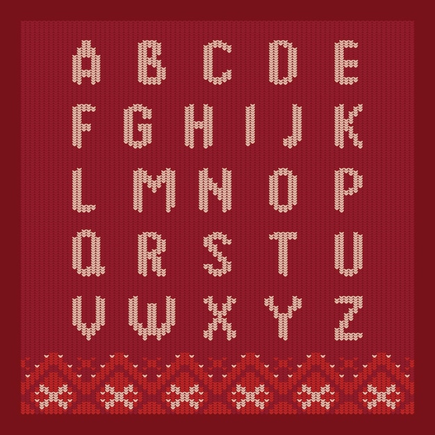 christmas knitted font nordic fair isle knitting sweater design knitted latin alphabet on seamless