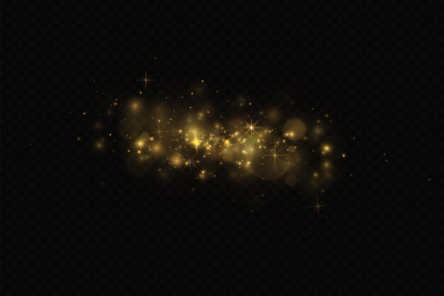 Christmas light effect Sparkling magical dust particlesThe dust sparks and golden stars shine