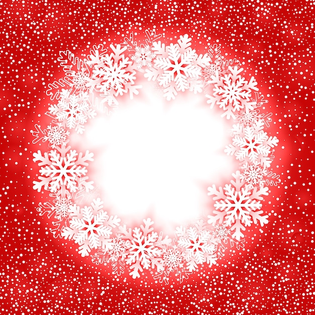 christmas round frame with snowflakes.