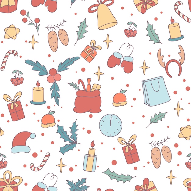 Christmas styled seamless pattern holiday colorful retro background for wrapping paper textile