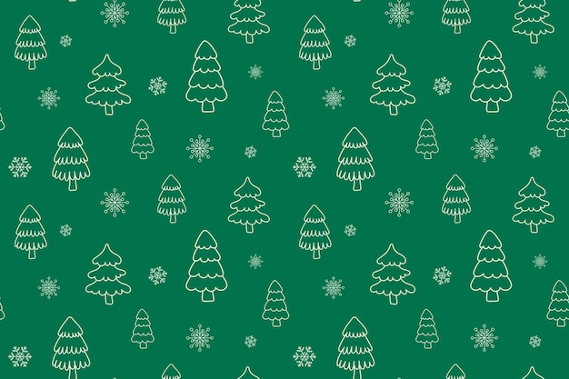 christmas trees outline seamless pattern on green background thin line christmas pattern with