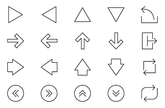 Circle and Arrow outline Icons Set A Versatile Collection for Navigation Directional Signs