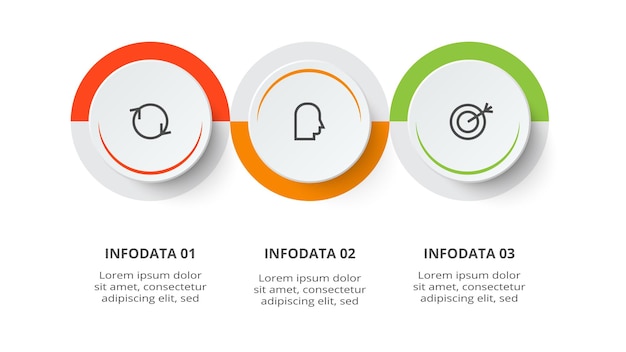 Circle concept for infographic with 3 steps options parts or processes Business data visualization