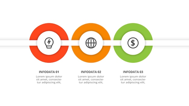 Circle concept for infographic with 3 steps options parts or processes Business data visualization