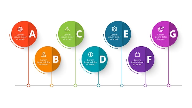 Circle concept for infographic with 7 steps options parts or processes Business data visualization