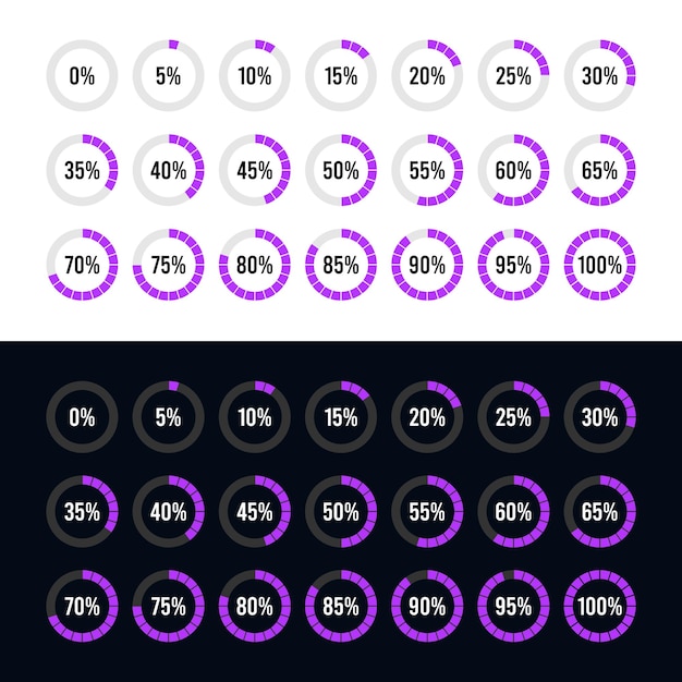 Circle Diagram Pie Charts Infographic Elements Loading Progress Vector illustration