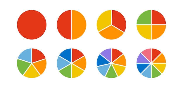 Circle division infographic colorful icon set infographic wheel segment and fraction pie chart