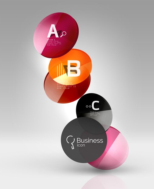 Circle geometric abstract background colorful business or technology design for web on white with sample text