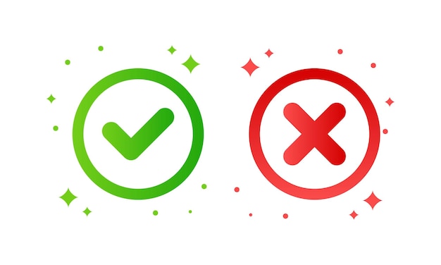 Circle gradient buttons green bush sign and red cross vector