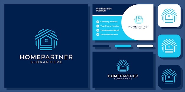 Circle Home Simple House Abstract Building Real Estate Minimal Vector Logo Design with Business Card